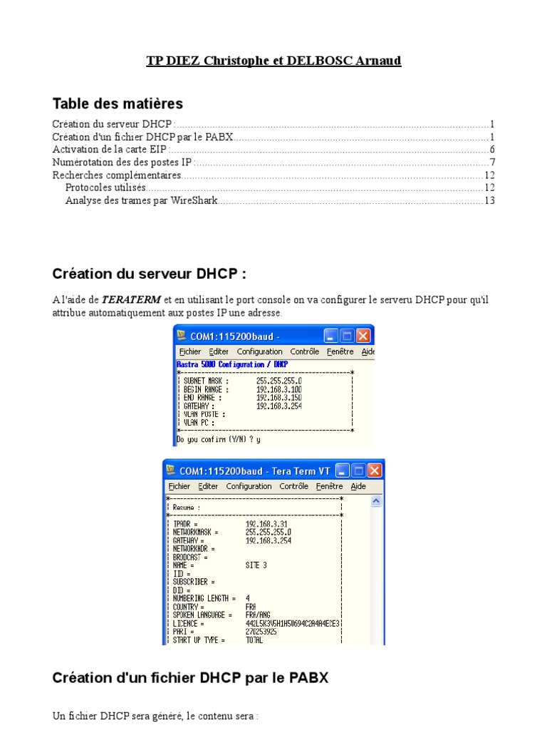 Configuration Serveur DHCP et IP | PDF | Architecture de réseau ...