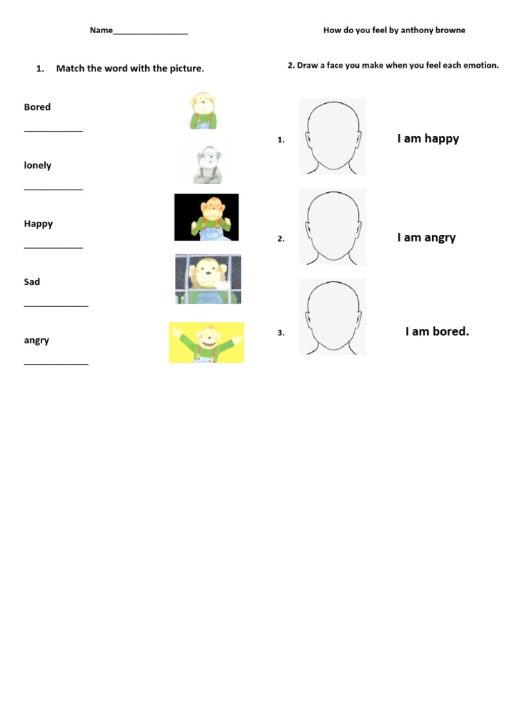 How Do You Feel by Anthony Browne Worksheet PDF