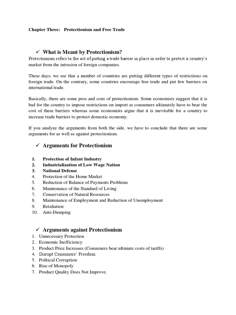 Protectionism vs. Free Trade Explained | PDF | Protectionism | Tariff
