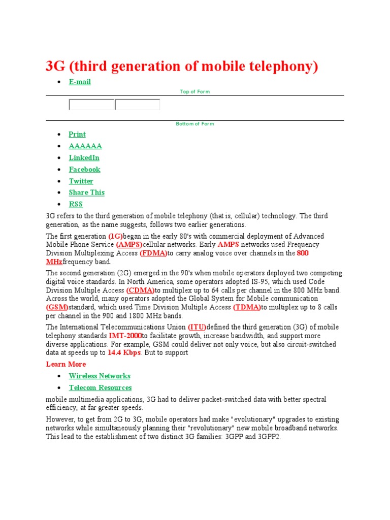 Overview of 3G Mobile Technology | PDF | 3 G | High Speed Packet Access