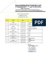 JADWAL PAS MI Darussalam Penataan