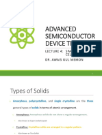 Advanced Semiconductor Device Theory: Lecture 4: Space Lattice, Unit Cells, and Types Dr. Awais Gul Memon