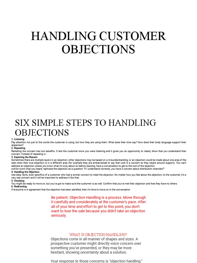 Handling Customer Objections | PDF | Prices | Business