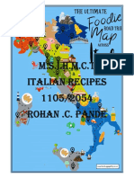 M.S.I.H.M.C.T Italian Recipes 1105/2054 Rohan .C. Pande