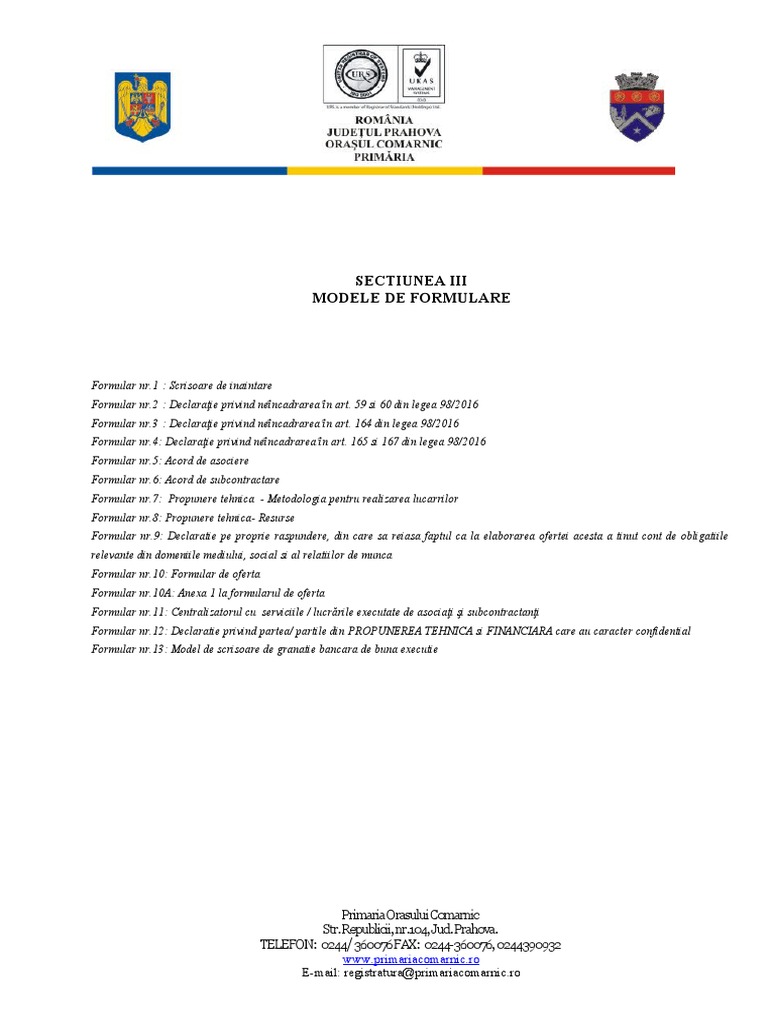 Sectiunea III - Modele de Formulare | PDF