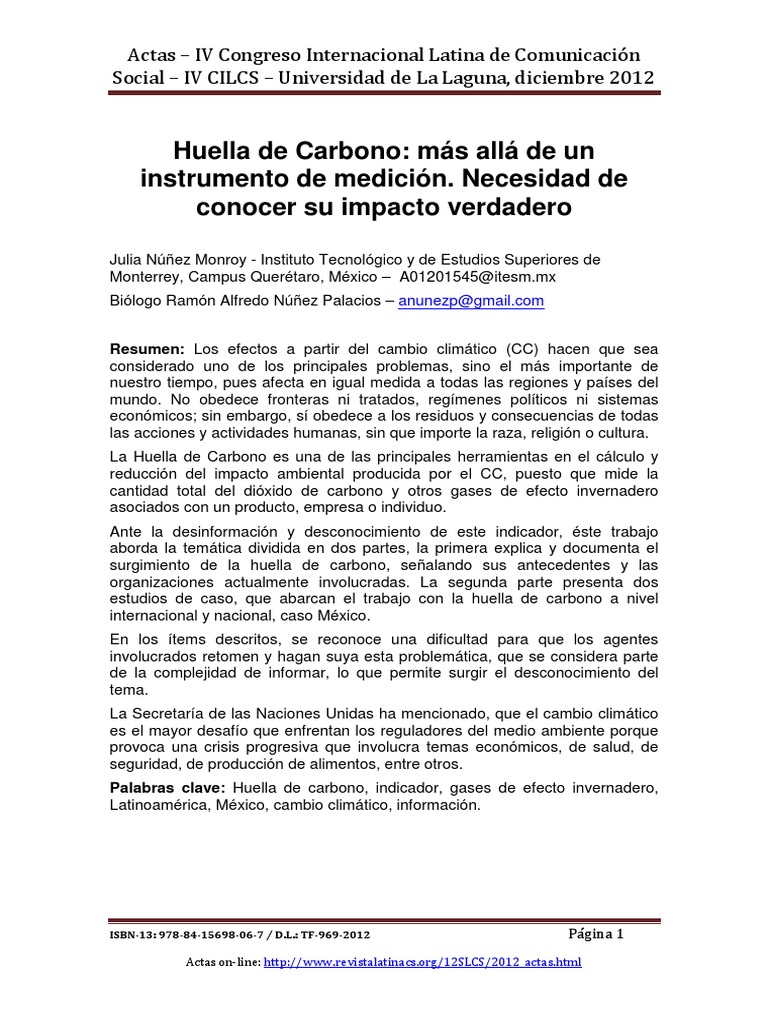 Huella de Carbono y Cambio Climático | PDF | Huella de carbono | Grupo ...