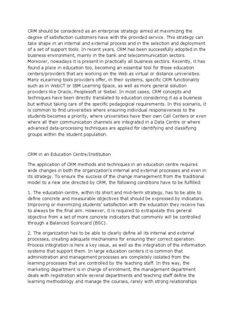 CRM Strategies for Higher Education | PDF | Customer Relationship ...