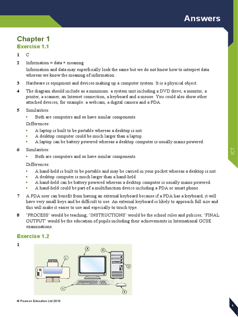 Edexcel IGCSE ICT Answers | PDF | Computer Data Storage | Spreadsheet