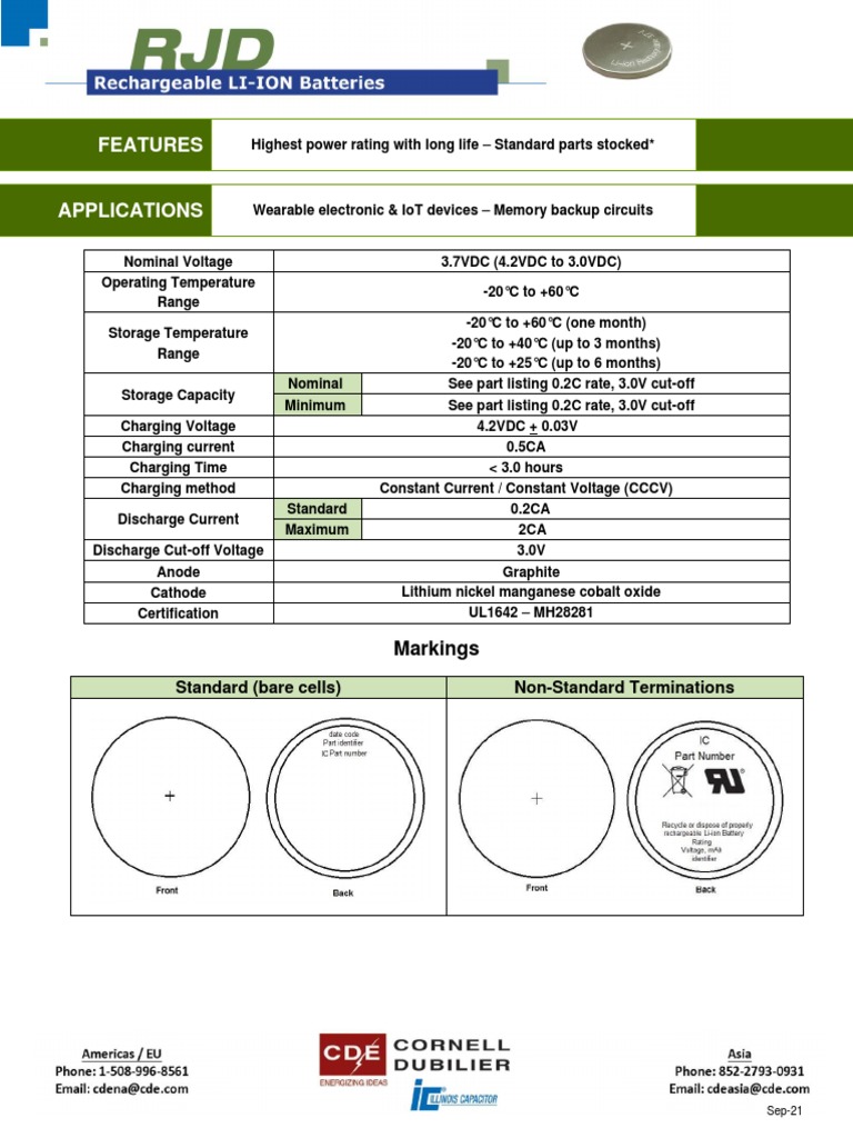 Features: Markings | PDF | Rechargeable Battery | Lithium Ion Battery