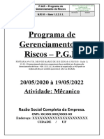 Modelo do PGR - Programa de Gerenciamento de Riscos - Maio de 2020
