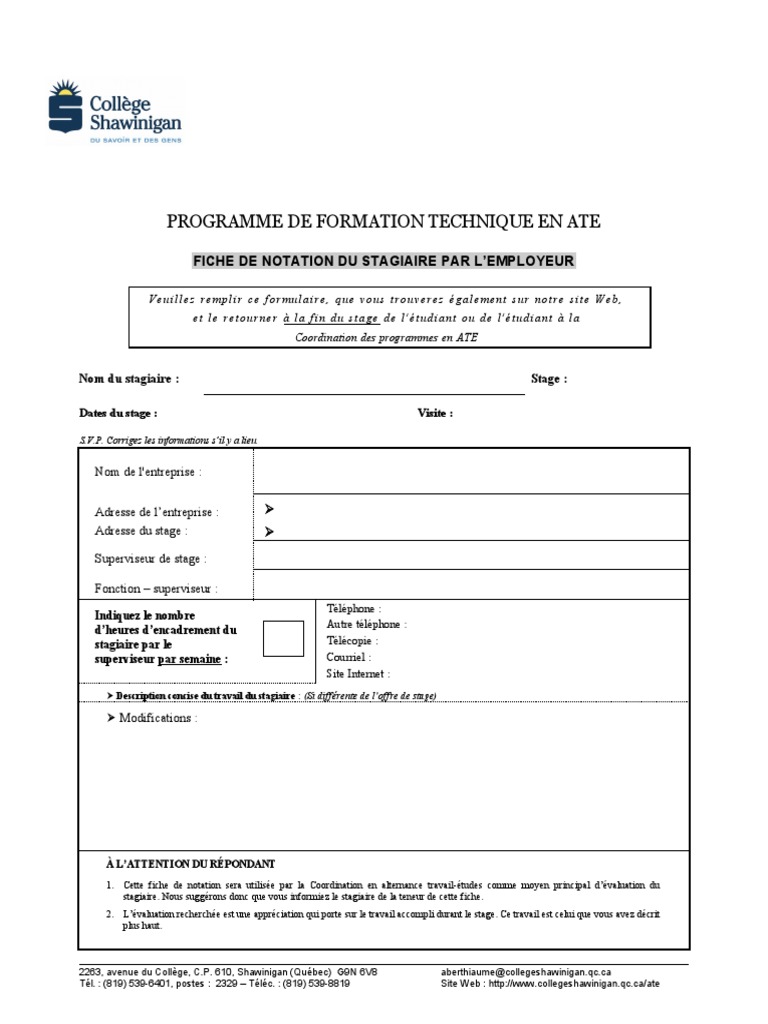 Fiche de Notation de Stage ATE | PDF | Application | Interface graphique