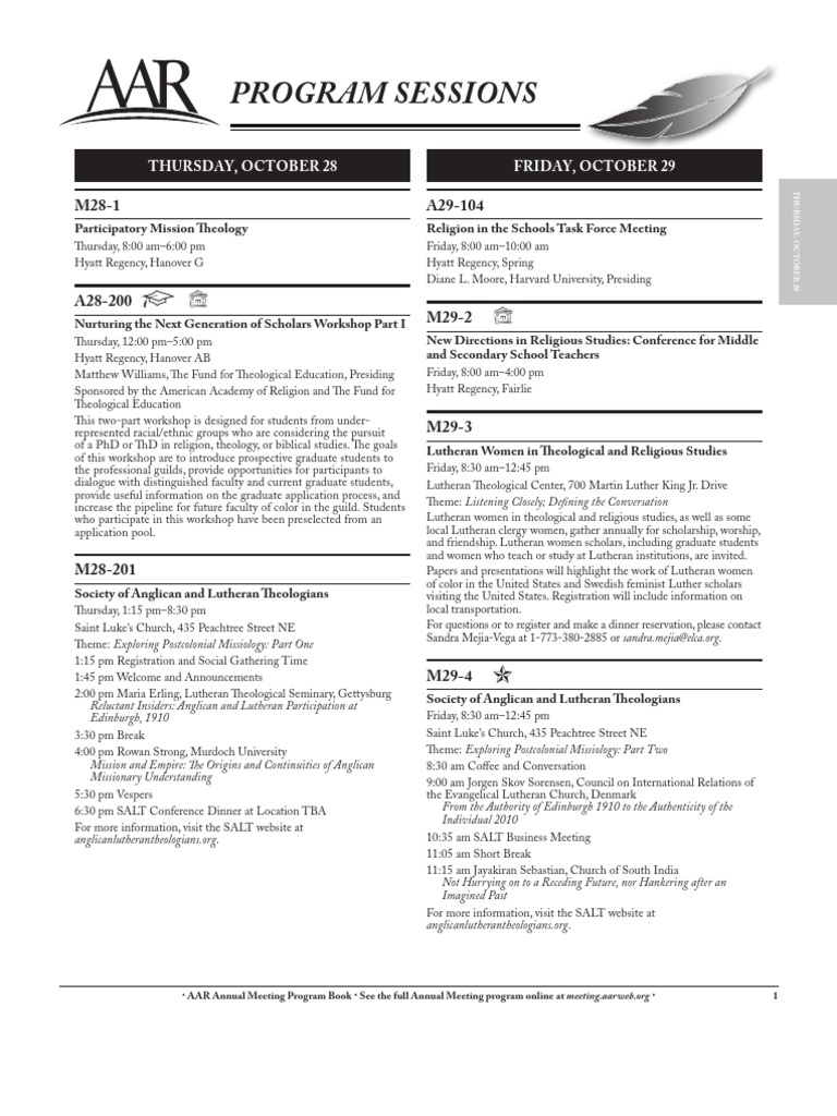 AAR - Atlanta.2010annual MTG Program Sessions | PDF | Religious ...