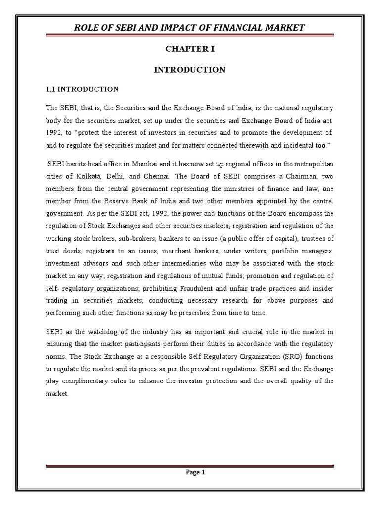 SEBI's Role and Functions in India | PDF | Securities (Finance) | Stocks