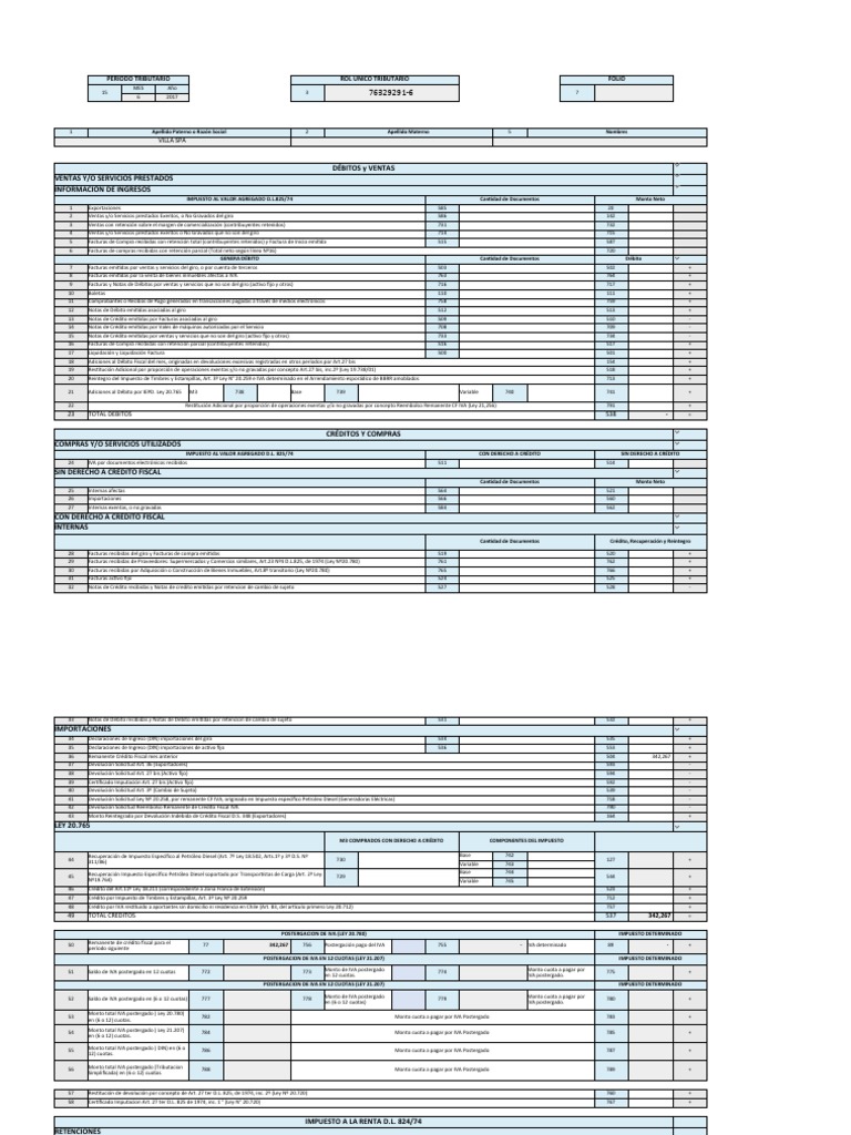 Declaración de IVA y Retenciones 2017 | PDF | Impuesto al valor ...