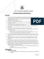 University of Health Sciences, Lahore: Statutes & Regulations For M.Phil