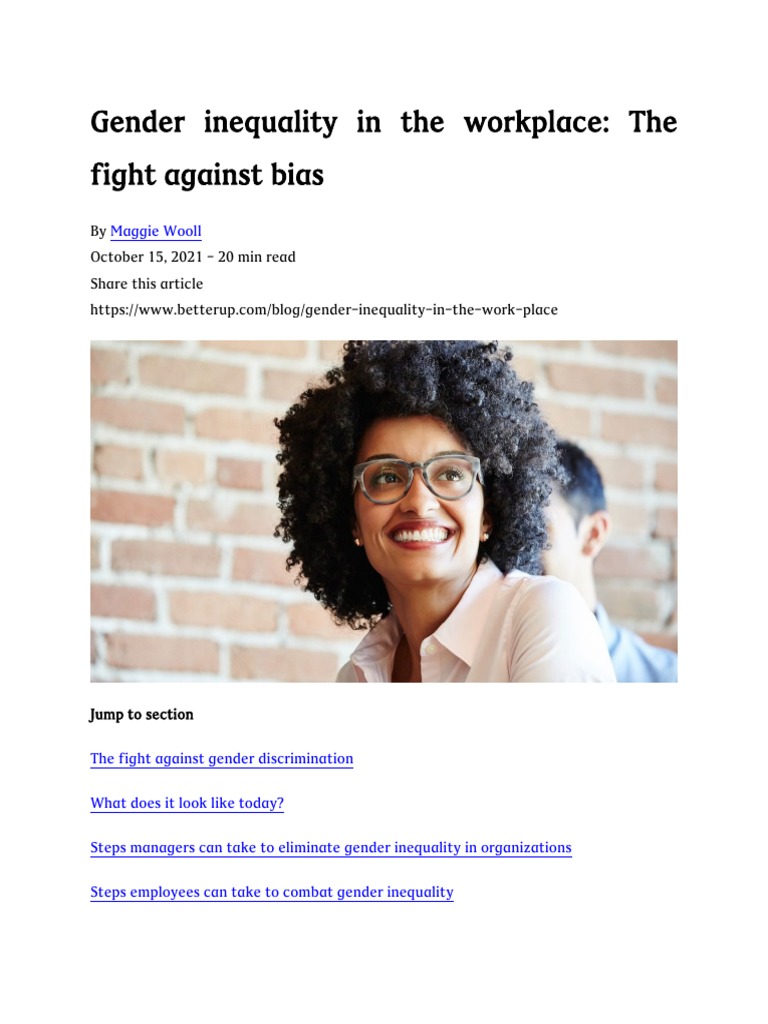 Combatting Gender Inequality at Work | PDF | Gender Inequality | Gender ...