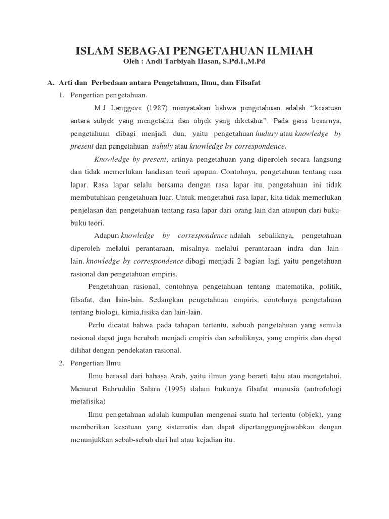 Islam dan Ilmu Pengetahuan Ilmiah | PDF