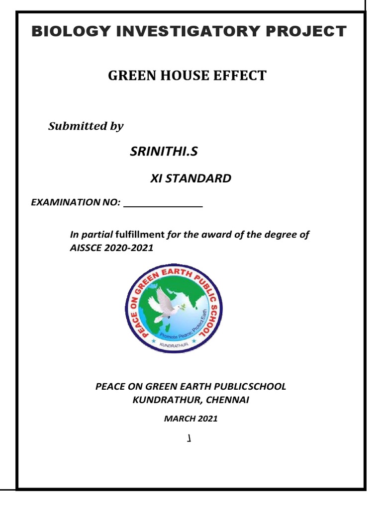 Greenhouse Effect Investigatory Project | PDF | Greenhouse Effect ...
