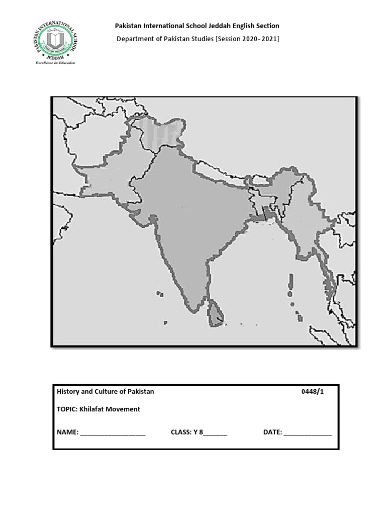 Worksheet Khilafat Movement PDF Caliphate Middle East