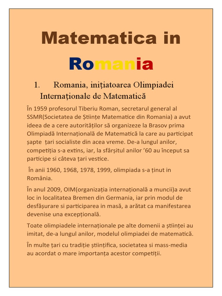 Matematica in Romania | PDF
