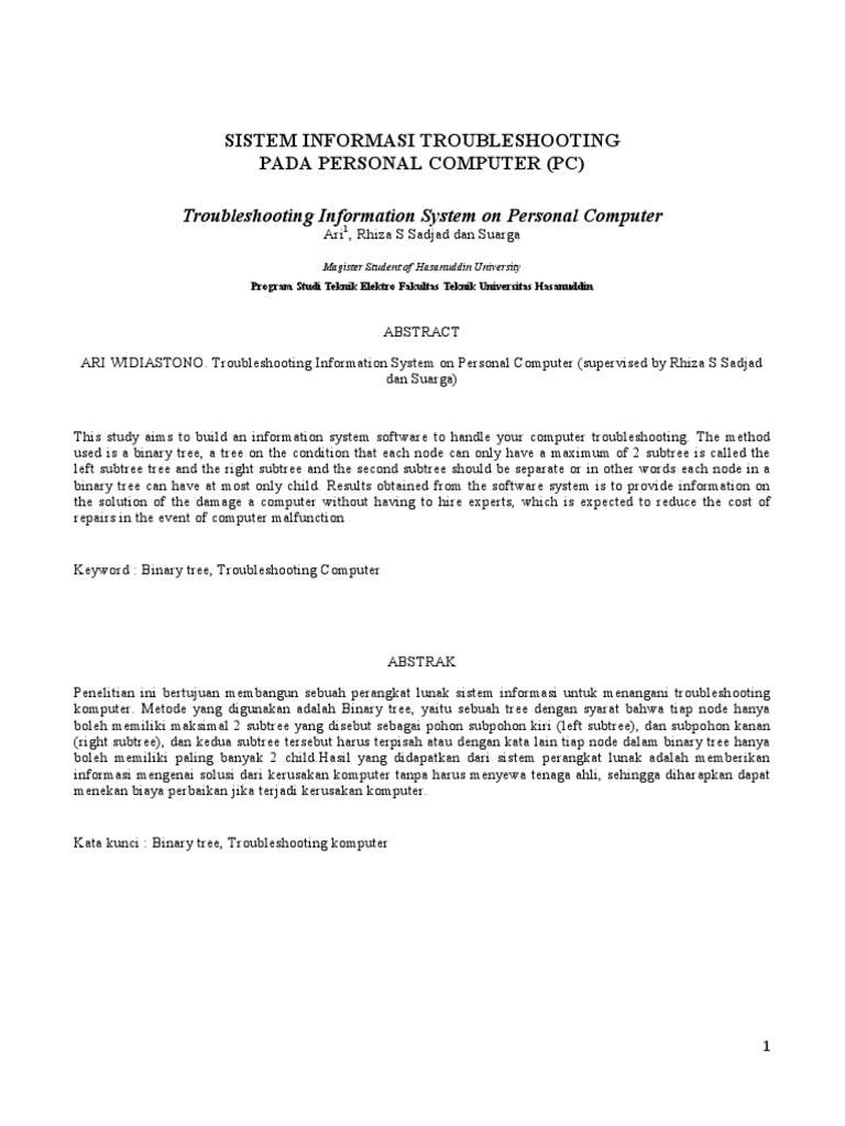 Troubleshooting Information System On Personal Computer | PDF