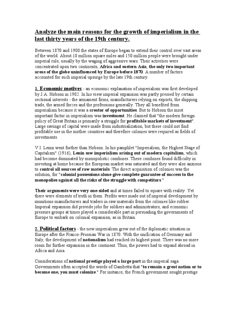 Essay On French Imperialism
