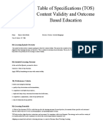 Table of Specifications (TOS) Content Validity and Outcome Based Education