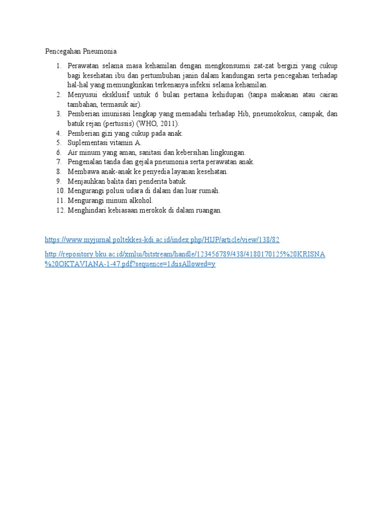 Strategi Pencegahan Pneumonia pada Anak | PDF