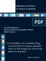 Strategic Implications of Clinical Research For Generic Companies DR Sohail Manzoor
