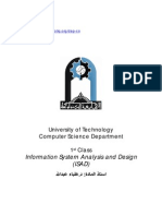 Information System Analysis and Design (ISAD) : University of Technology Computer Science Department 1 Class