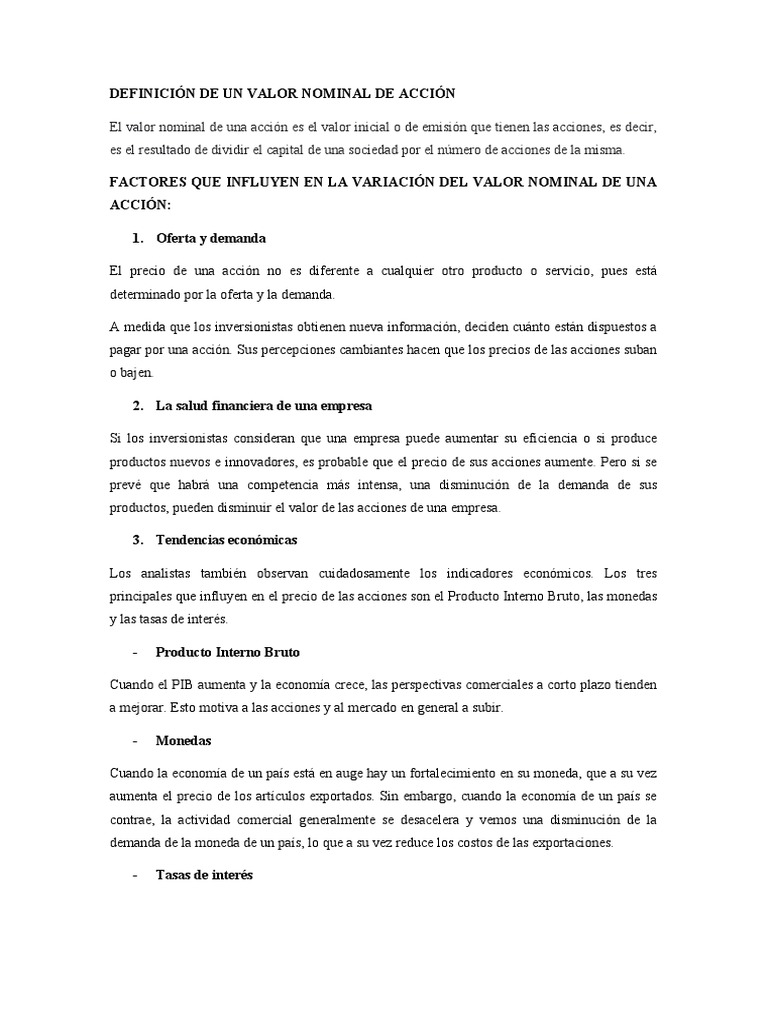 Factores que Afectan el Valor de Acciones | PDF | Compartir (Finanzas ...