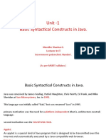 Unit - 1 Basic Syntactical Constructs in Java.: Mundhe Shankar.G. Lecturer in IT Government Polytechnic Nanded