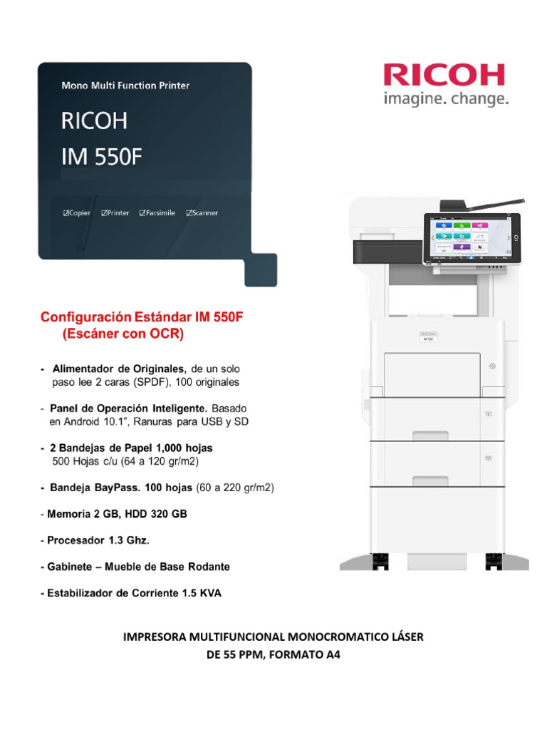 Ricoh Im 550F 418460BG3 - Ocr | PDF | USB | Transport Layer Security