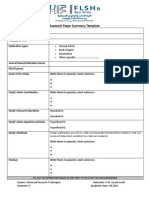 Research Paper Summary Template: o Journal Article o Book Chapter o Dissertation o Other (Specify)