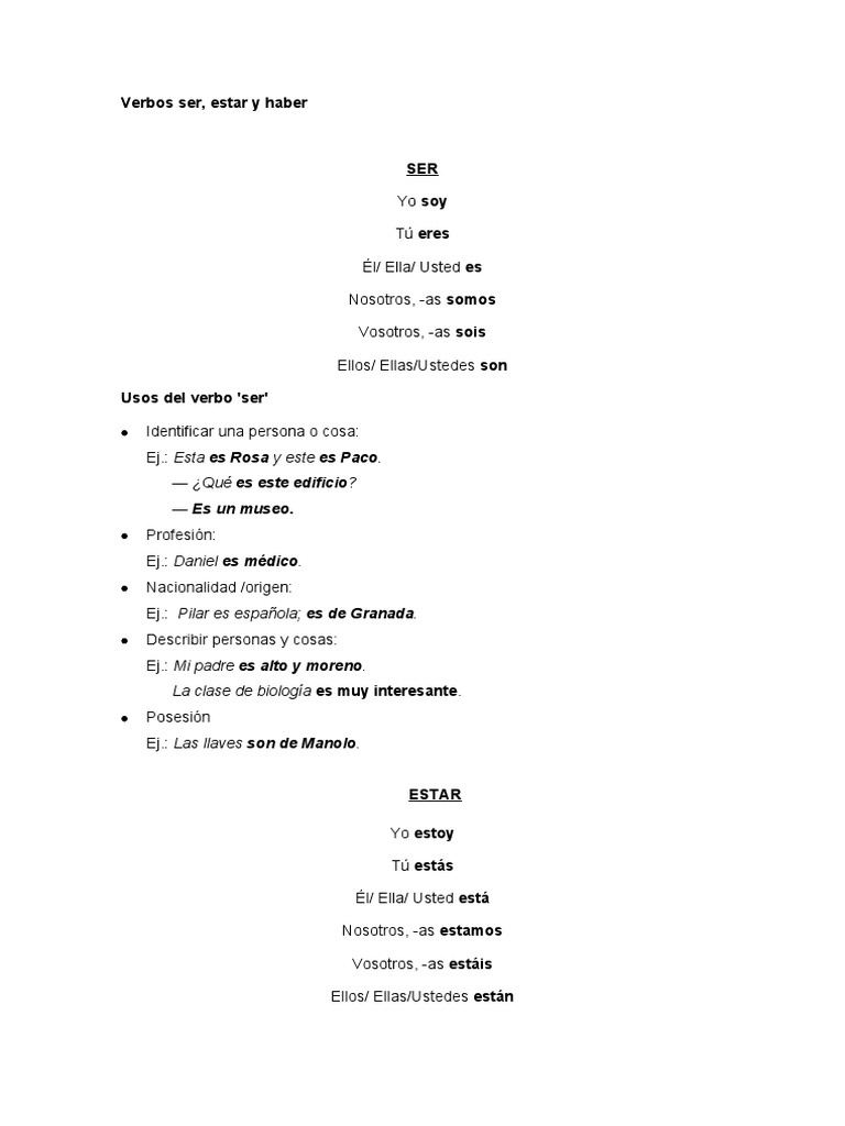 Ser Estar Haber | PDF