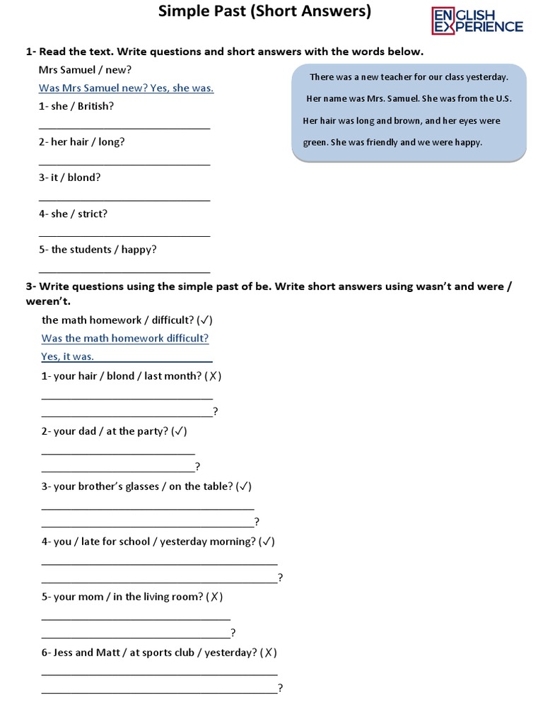 1-Read The Text. Write Questions and Short Answers With The Words Below ...
