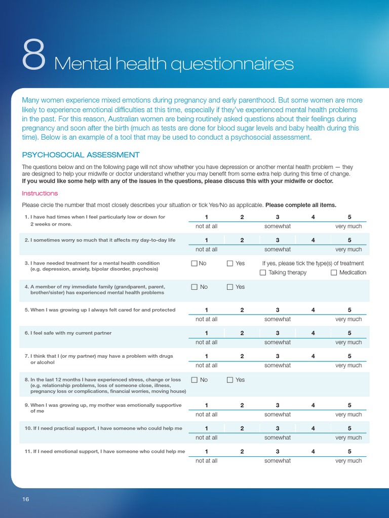 Psychosocial Assessment for Women | PDF | Mental Disorder | Depression ...