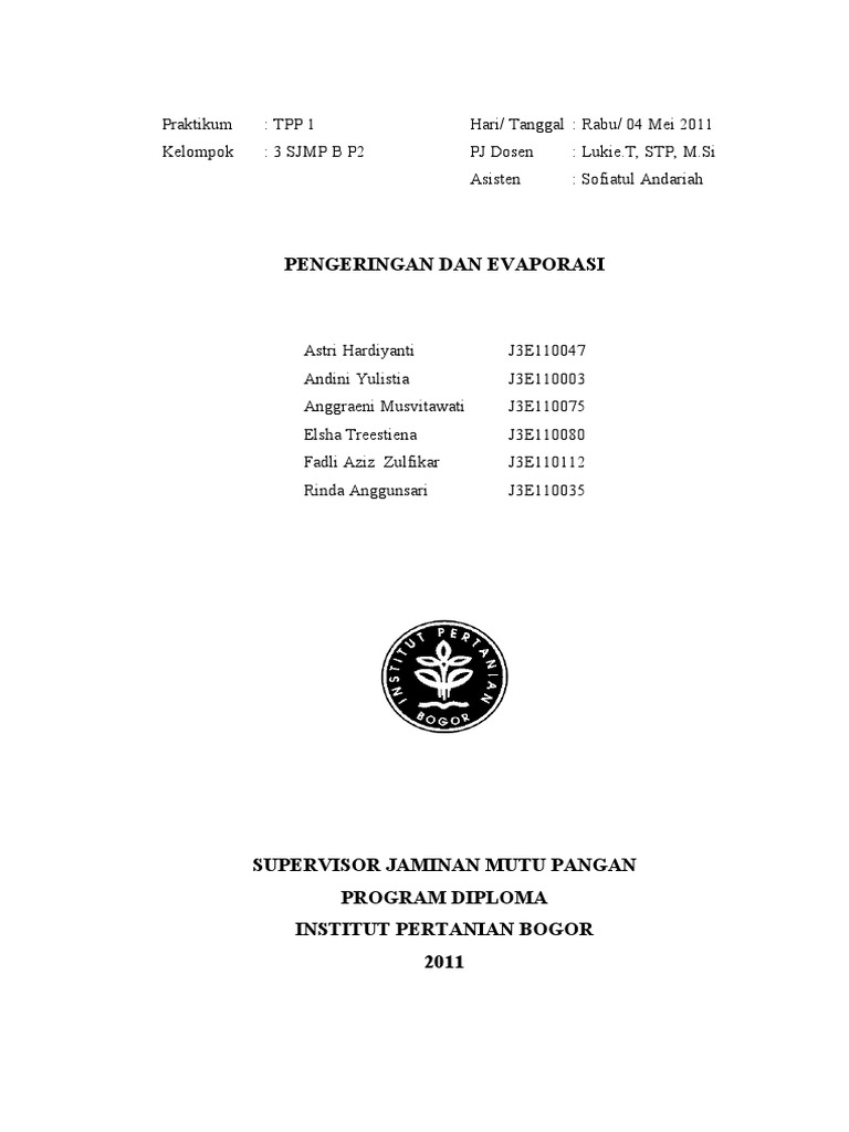 TPP Pengeringan Dan Evaporasi | PDF