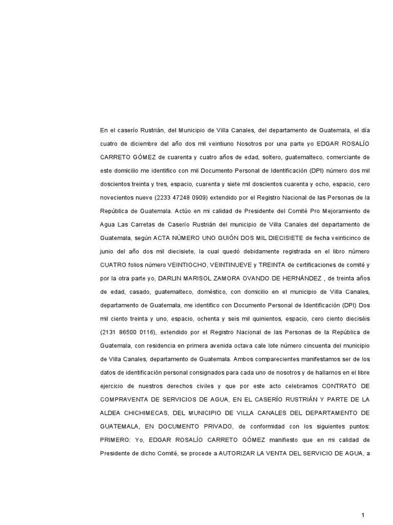 Contrato de Compraventa de Agua | PDF | Guatemala