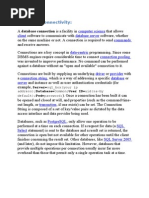 Database Connectivity:: Computer Science Client Database Server Commands Data-Centric Connection Pooling