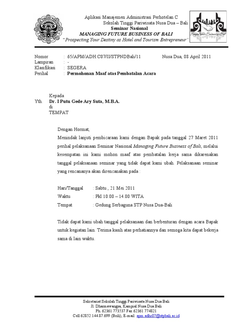 Surat Pembatalan Acara Pdf