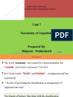 Unit 7 Taxonomy of Organisms: Addis Ababa University College of Natural and Computational Sciences