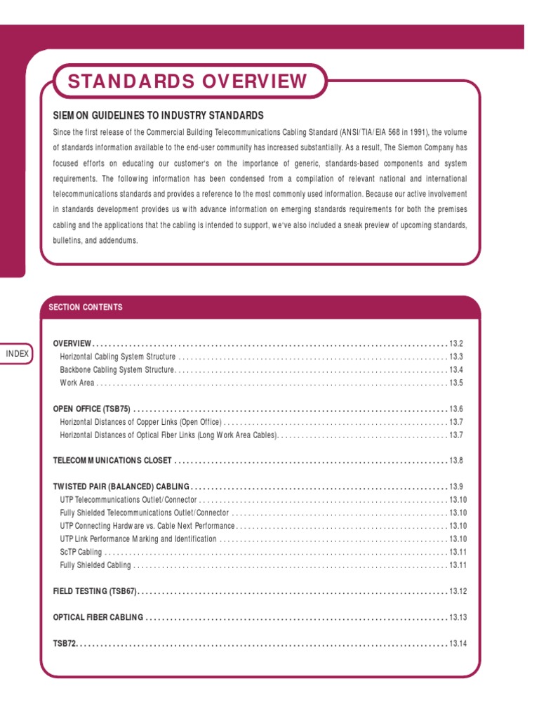 Wiring Standards Overview - Siemon WW | PDF | Computer Engineering ...