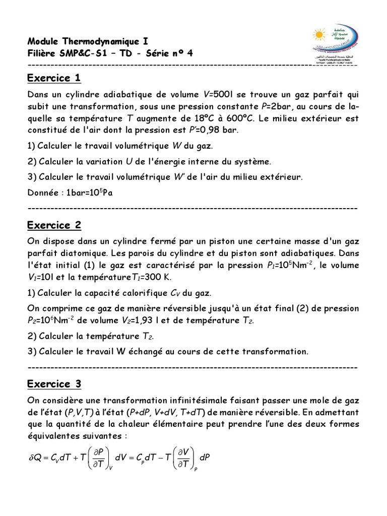 Indice adiabatique de l'air en thermodynamique | PDF | Enthalpie | Chaleur