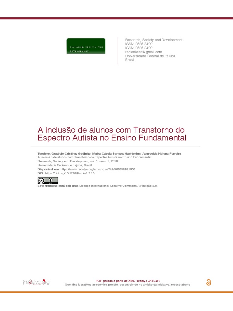 A Inclusão de Alunos Com Transtorno Do Espectro Autista No Ensino ...