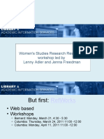 Women's Studies Research Resources Workshop Led by Lenny Adler and Jenna Freedman