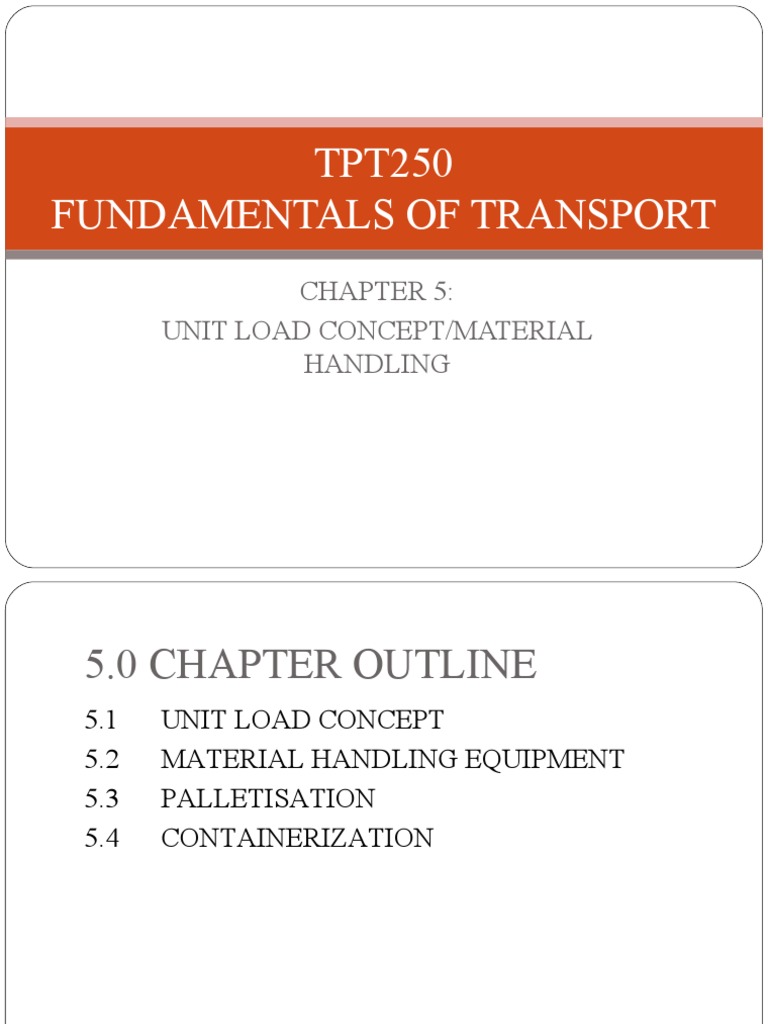 TPT250 Fundamentals of Transport Unit Load Concept/Material Handling