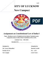 University of Lucknow (New Campus) : Assignment On Constitutional Law of India-I