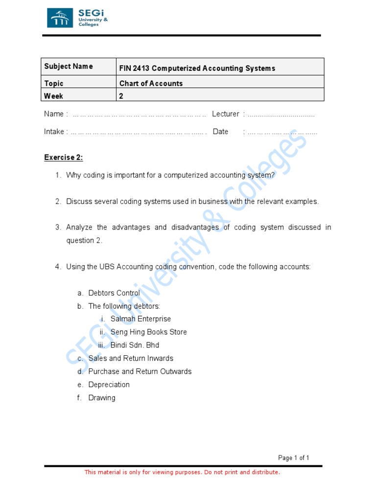 Importance of Coding in Accounting Systems | PDF
