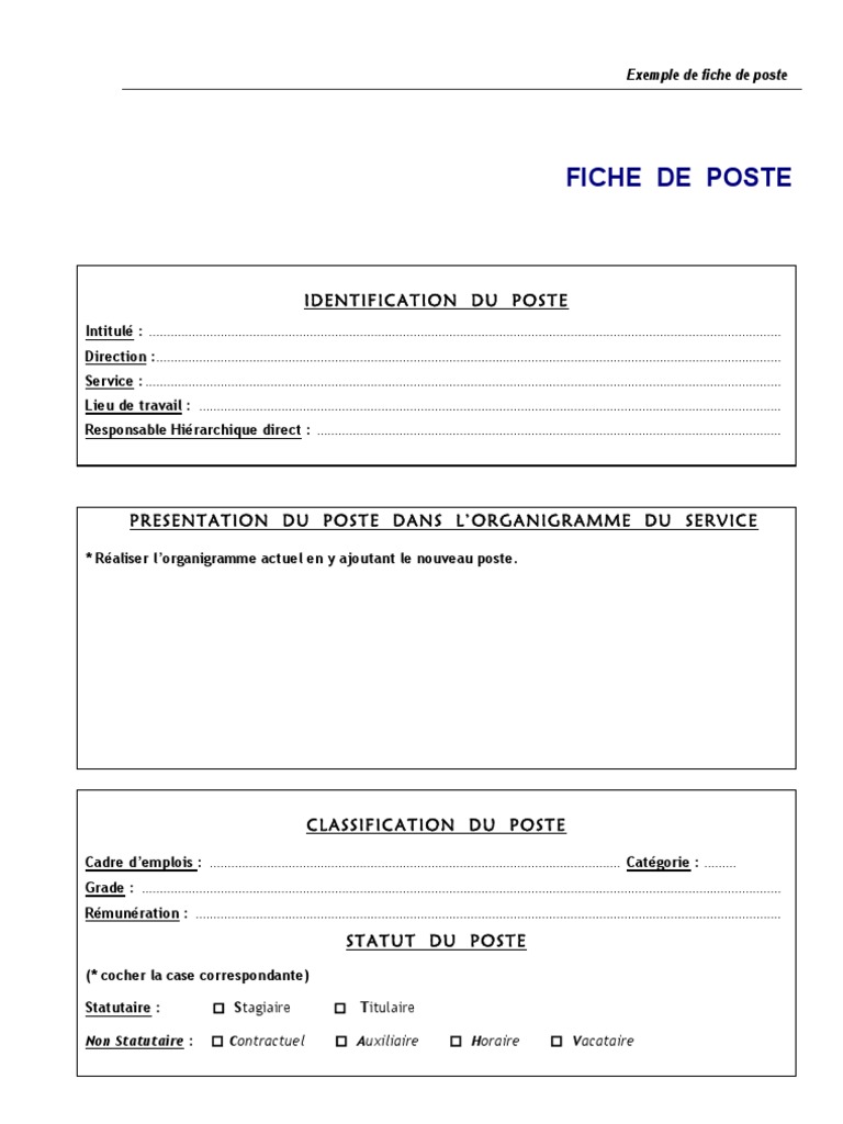 fiche de poste  business